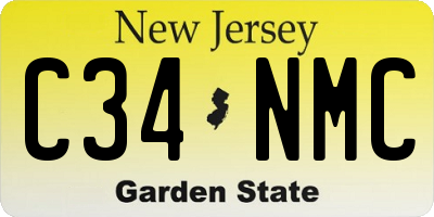 NJ license plate C34NMC