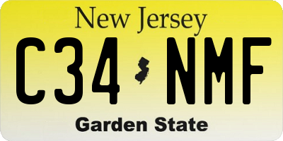 NJ license plate C34NMF