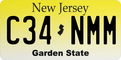 NJ license plate C34NMM