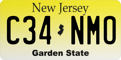 NJ license plate C34NMO