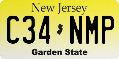 NJ license plate C34NMP