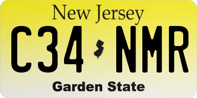 NJ license plate C34NMR