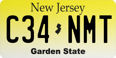 NJ license plate C34NMT