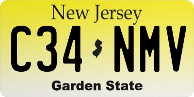NJ license plate C34NMV