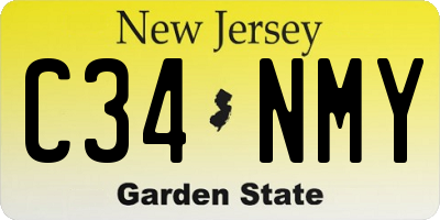 NJ license plate C34NMY