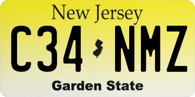 NJ license plate C34NMZ