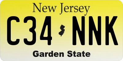 NJ license plate C34NNK