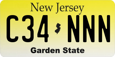 NJ license plate C34NNN