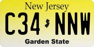 NJ license plate C34NNW