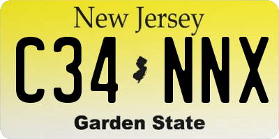 NJ license plate C34NNX