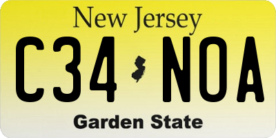 NJ license plate C34NOA