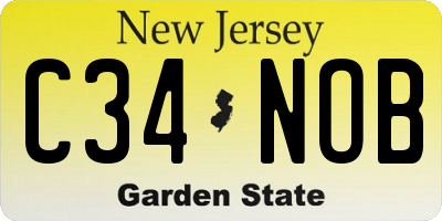 NJ license plate C34NOB