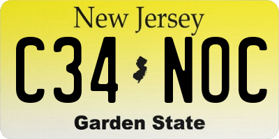 NJ license plate C34NOC