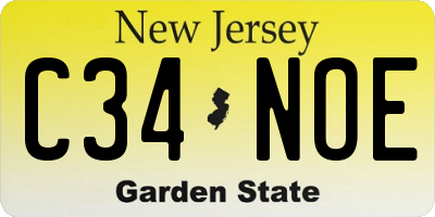 NJ license plate C34NOE