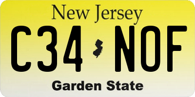 NJ license plate C34NOF