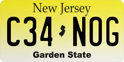 NJ license plate C34NOG