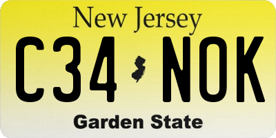 NJ license plate C34NOK
