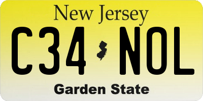 NJ license plate C34NOL