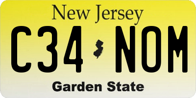 NJ license plate C34NOM