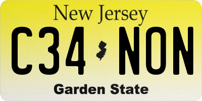 NJ license plate C34NON