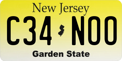 NJ license plate C34NOO