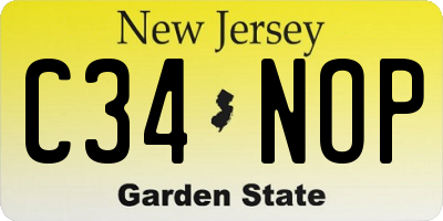 NJ license plate C34NOP
