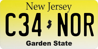 NJ license plate C34NOR