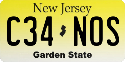 NJ license plate C34NOS