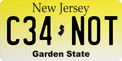 NJ license plate C34NOT