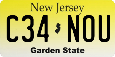 NJ license plate C34NOU