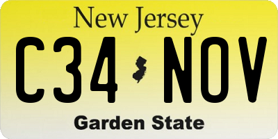 NJ license plate C34NOV