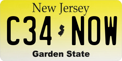 NJ license plate C34NOW