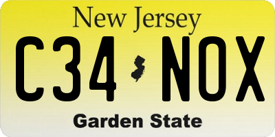 NJ license plate C34NOX