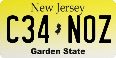 NJ license plate C34NOZ