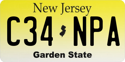 NJ license plate C34NPA