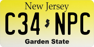 NJ license plate C34NPC
