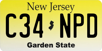 NJ license plate C34NPD