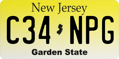 NJ license plate C34NPG