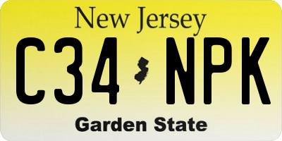 NJ license plate C34NPK