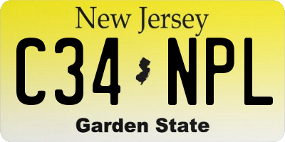 NJ license plate C34NPL