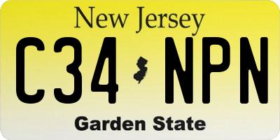 NJ license plate C34NPN