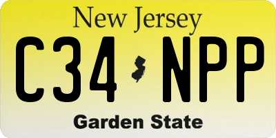 NJ license plate C34NPP