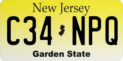 NJ license plate C34NPQ