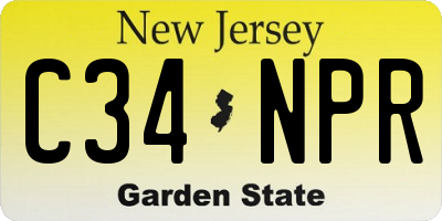 NJ license plate C34NPR