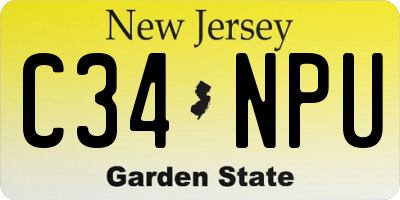 NJ license plate C34NPU
