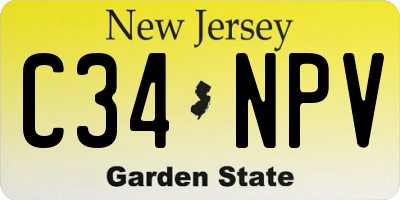 NJ license plate C34NPV