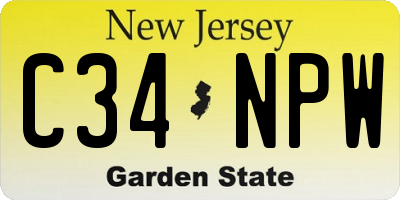 NJ license plate C34NPW
