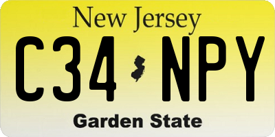 NJ license plate C34NPY