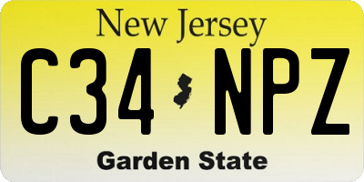 NJ license plate C34NPZ