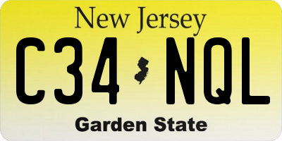 NJ license plate C34NQL